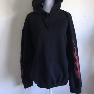 Brandy Melville black hoodie with flames on arms